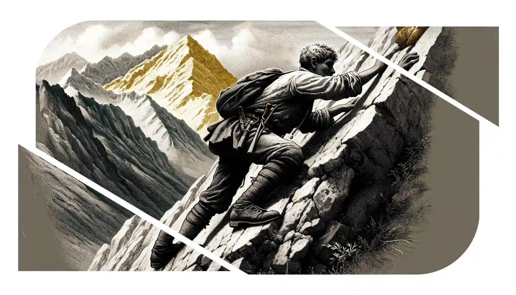 image coupée-doré Gravir des montagnes, atteindre des sommets, développement personnel, réussir sa vie, se confronter à l'effort